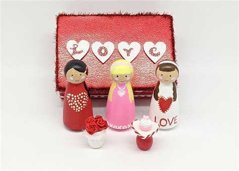 Valentine S Day Peg Dolls Valentine S Day T Set Etsy