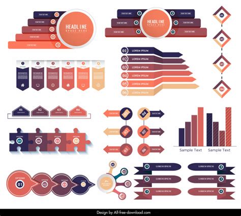 Infographic Templates Modern Bright Colorful Shapes Vectors Images