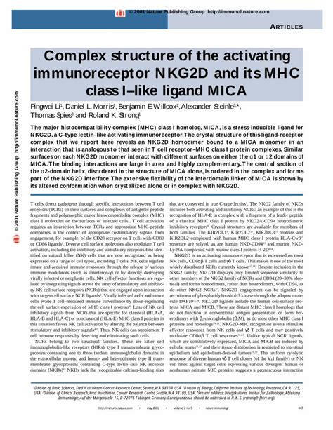 Pdf Complex Structure Of The Activating Immunoreceptor Nkg D