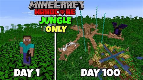 I Survived Days In Jungle Only Biome In Minecraft Hardcore Youtube