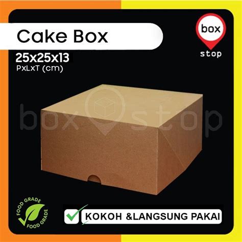 Jual Box Kue Cake Box Kotak Kue Dus Kue KRAFT COKLAT 25x25x13