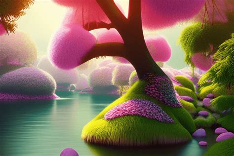 Flowers Trees and Rivers in Paradise · Creative Fabrica