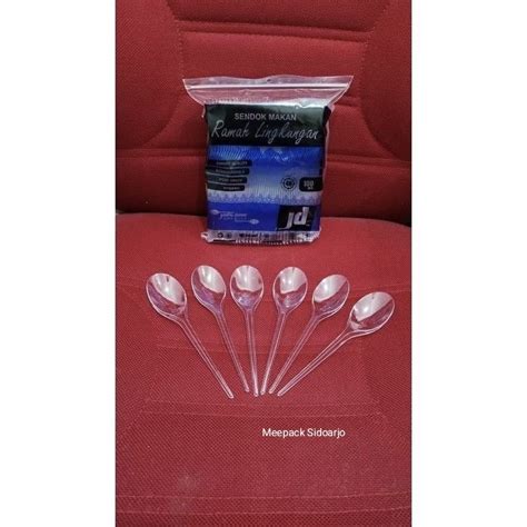 jual sendok makan plastik ramah lingkungan jd bening isi pcs