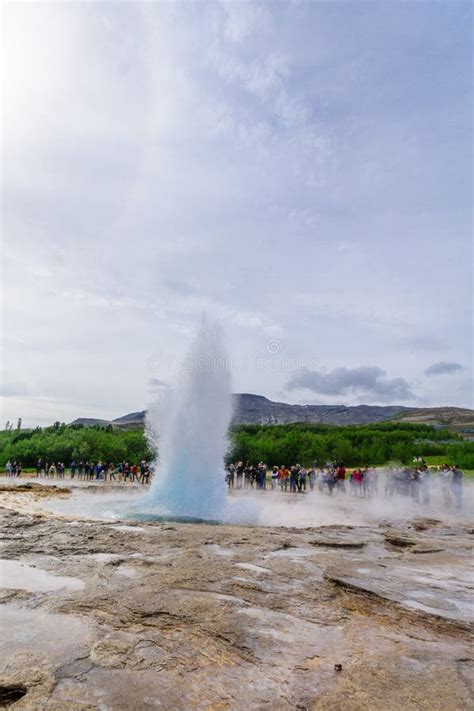 Eruption Of The Strokkur Geyser Editorial Photography Image Of South