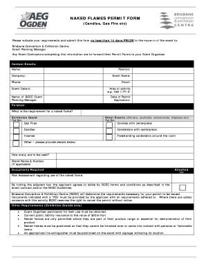 Fillable Online Naked Flames Permit Form Brisbane Convention