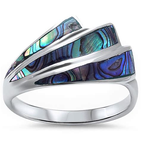 New Abalone Shell Design 925 Sterling Silver Ring Sizes 5 10