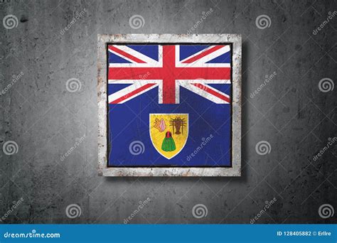 Bandeira De Ilhas Turcos E Caicos No Muro De Cimento Ilustra O Stock