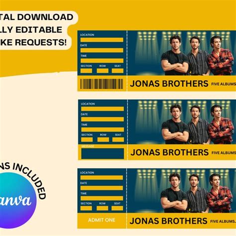 Jonas Brothers Five Albums One Night Ticket Etsy