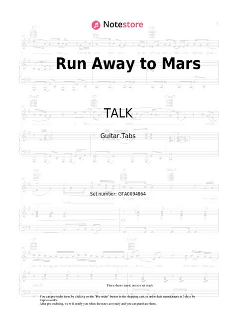 Run Away to Mars tabs guitar TALK in Note-Store.com | Guitar.Tabs SKU ...