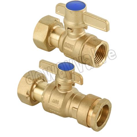 Acs Brass Straight Water Meter Valve With Swivel Nut Robinet Angle