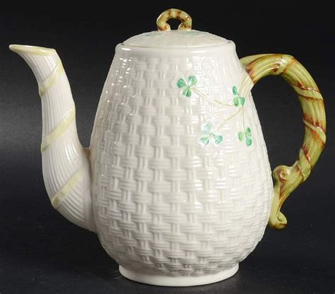 Shamrock Coffee Pot And Lid By Belleek Pottery Ireland Belleek