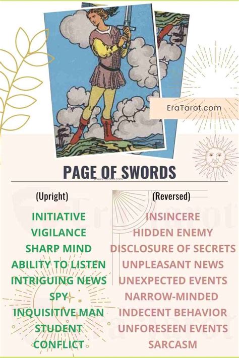 Page Of Swords Meaning Reversed Yes And No Love Life Eratarot