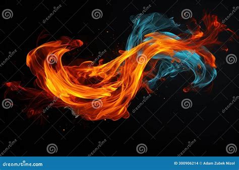 A Fire and Smoke on a Black Background Stock Illustration ...