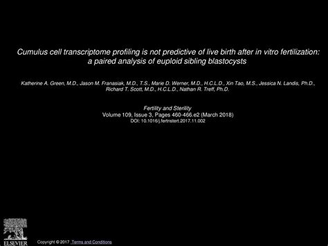 Cumulus Cell Transcriptome Profiling Is Not Predictive Of Live Birth