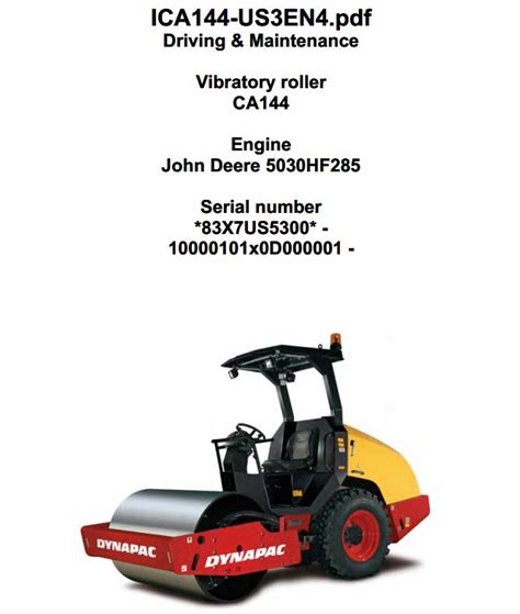 Dynapac Vibratory Roller Ca Operation Maintenance Manual Auto