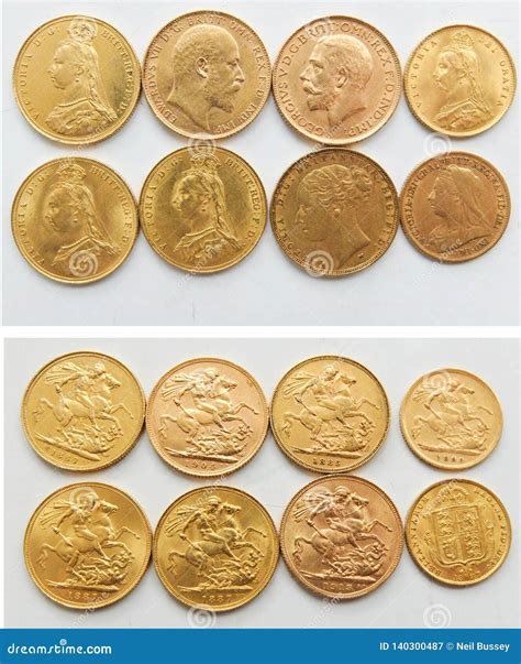 Gold Sovereign Coin Collection 1885-1913 Stock Image - Image of regina ...