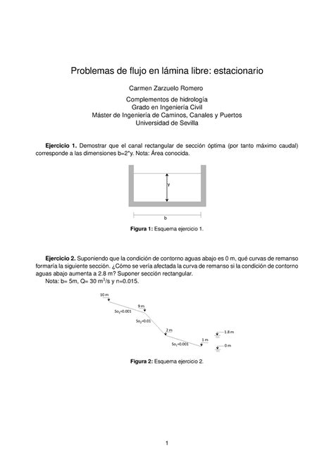 Problemas TEMA 1 Problemas flujo lámina libre estaionario Problemas