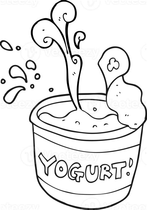 Yogur De Dibujos Animados En Blanco Y Negro 36378275 PNG