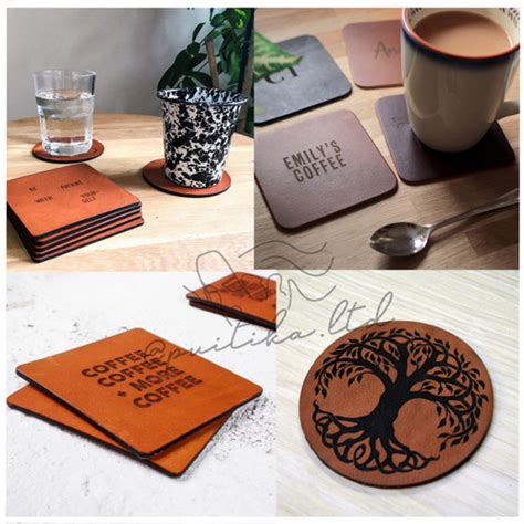 Jual Custom Leather Coaster Tatakan Gelas Kulit Alas Gelas Bulat