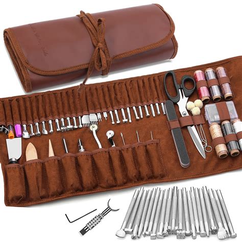 Buy TLKKUE Leather Craft Tools Leather Working Tools Kit with Custom Storage Bag Leather Carving ...