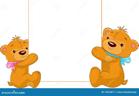 Two Bears Holding A Blank Sign Stock Vector Illustration Of Pair