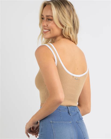 Shop Mooloola Basic Knit Top In Beige White Fast Shipping And Easy Returns City Beach Australia