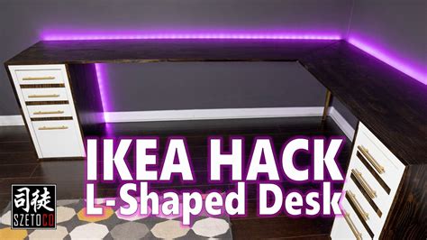 Custom L Shaped Desk Ikea Hack Micke Drawer Easy Project 3 Youtube