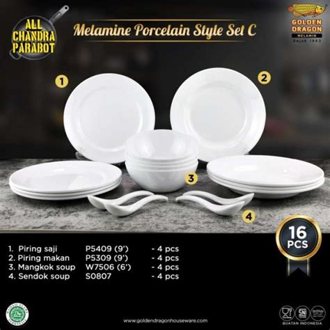 Promo Perlengkapan Makan Melamin Porcelain Paket Isi Pcs Melamin