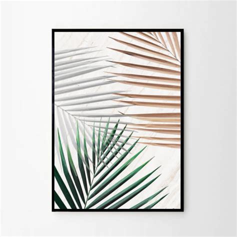 Plakat Three Palm Leaves My White Type