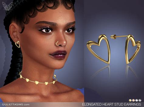 The Sims Resource Elongated Heart Stud Earrings