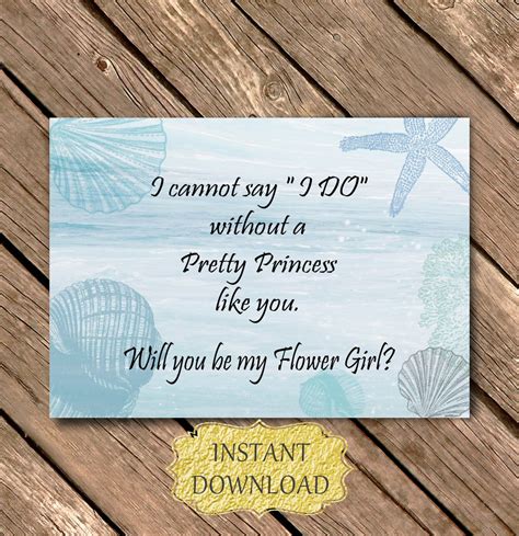 Will You Be My Flower Girl Proposal Printable Beach Wedding Etsy