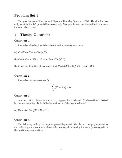 A1 2022 First Assigment Econometrics Problem Set 1 This Problem Set