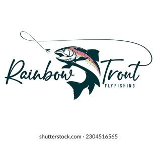 Rainbow Trout Logo Black White Trout Stock Vector Royalty Free