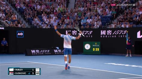 Watch As Novak Djokovic Unleashes Unbelievable Cross Court Passing Shot For Set Point At