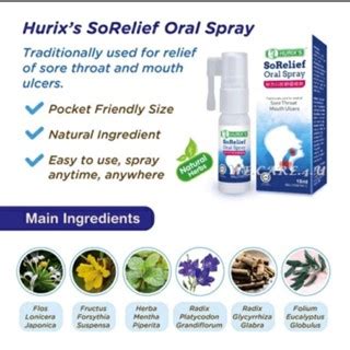 Hurix S So Relief Oral Spray Exp Sore Throat Mouth Ulcer Ml