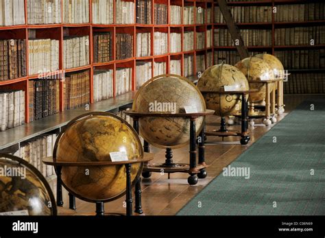 Globes And Very Old Books Library Hall Of Theology Strahov Monastery