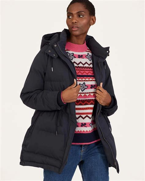 Navy Rosabel Recycled Polyester Puffer Coat Woolovers Uk