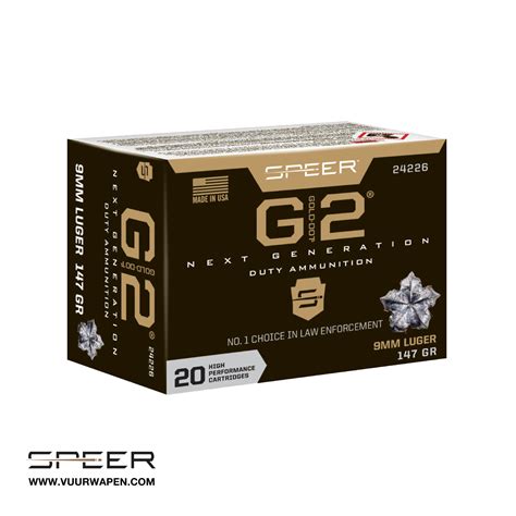 Speer Gold Dot G2 9mm 147 Gr Gdhp Ammo 20 Round Box 24226 Vuurwapen