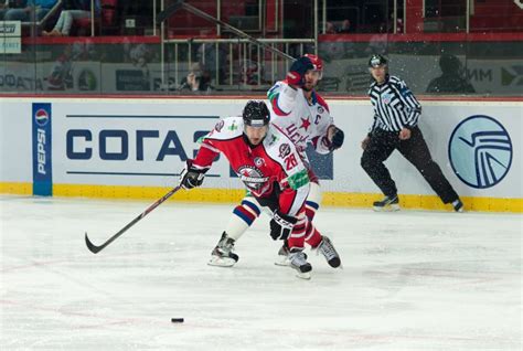 Hockey Players Of Cska Moscow And The Donbass Donetsk Fight For The