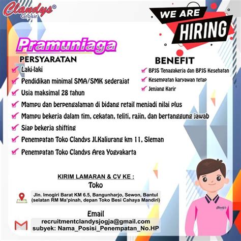 Lowongan Kerja Pramuniaga Di Clandys Mart Lokerjogja Id