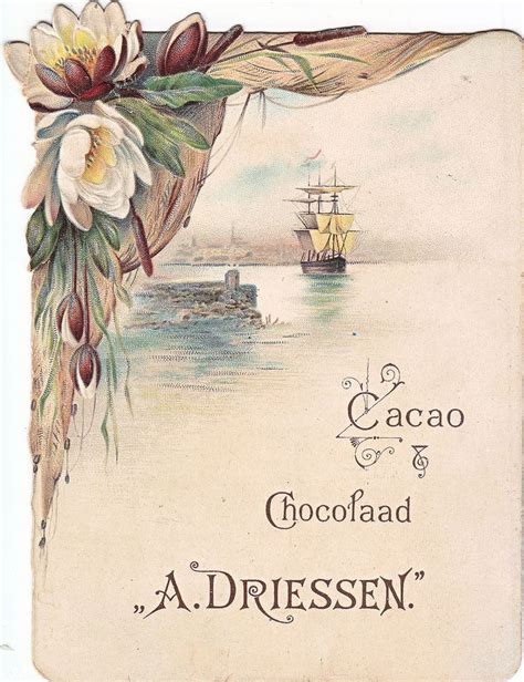 Chromo Cacao Chocolaad Driessen Scene With Sailing Ship And Floral