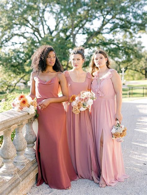 Mismatched Pink Bridesmaid Dresses