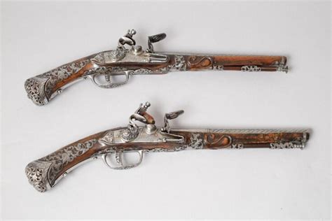 Pair Of Flintlock Pistols Bazzone Bernardi Vanda Explore The Collections