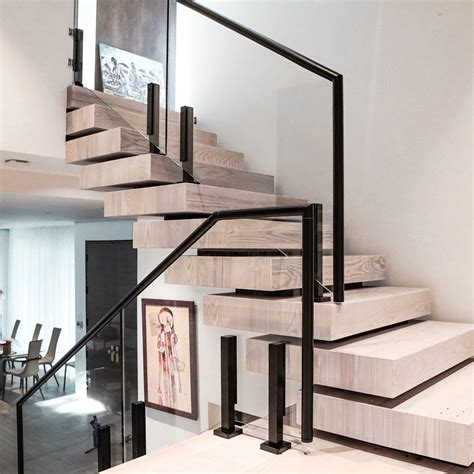 Matt Black Stainless Steel Stair Glass Railing Design