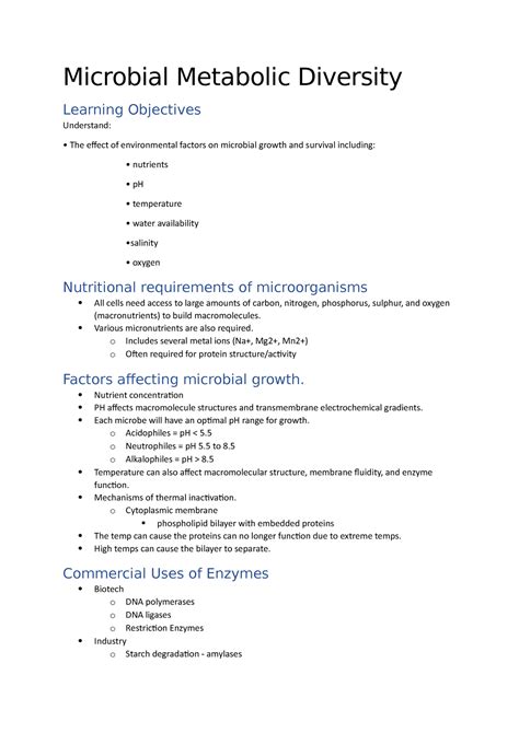 Lecture 6 Microbial Metabolic Diversity Microbial Metabolic