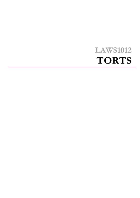 Laws1012 Torts Distinction 81 Notes Hd In Final Exam LAWS TORTS I