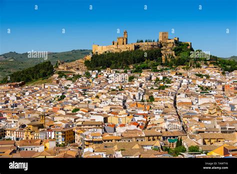 Panoramic view typical Andalusian village of Alcala la Real. Jaen ...