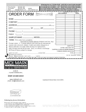 Fillable Online Orderform Pd Midi Mark Fax Email Print Pdffiller