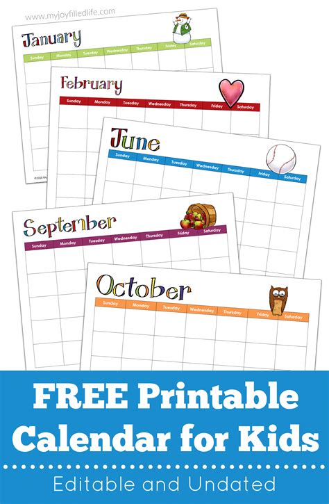 Printable Calendar For Kindergarten