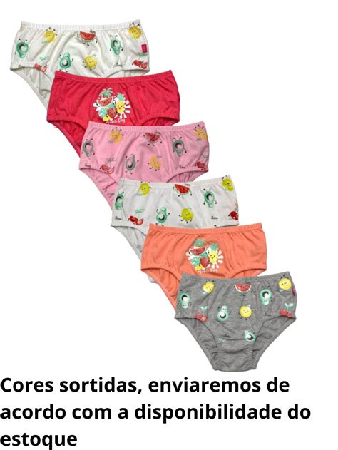 Kit Calcinhas Infantil Estampadas Perna E Cintura Embutida